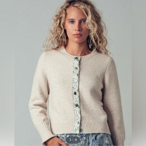 Cream Button-Up Women Sweater